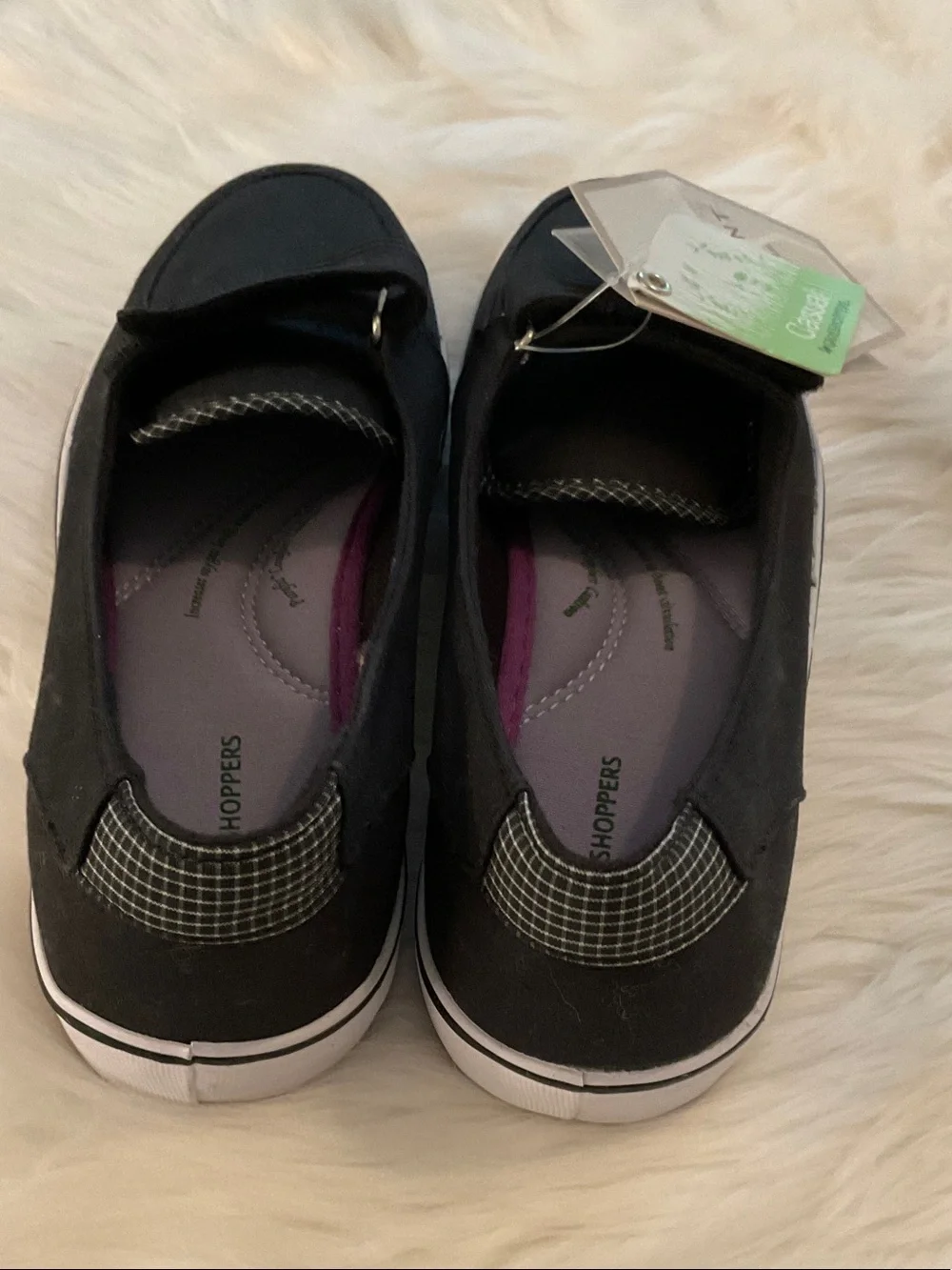 Comfortable Black Slip-On Shoes/Velcro Closure/comfort